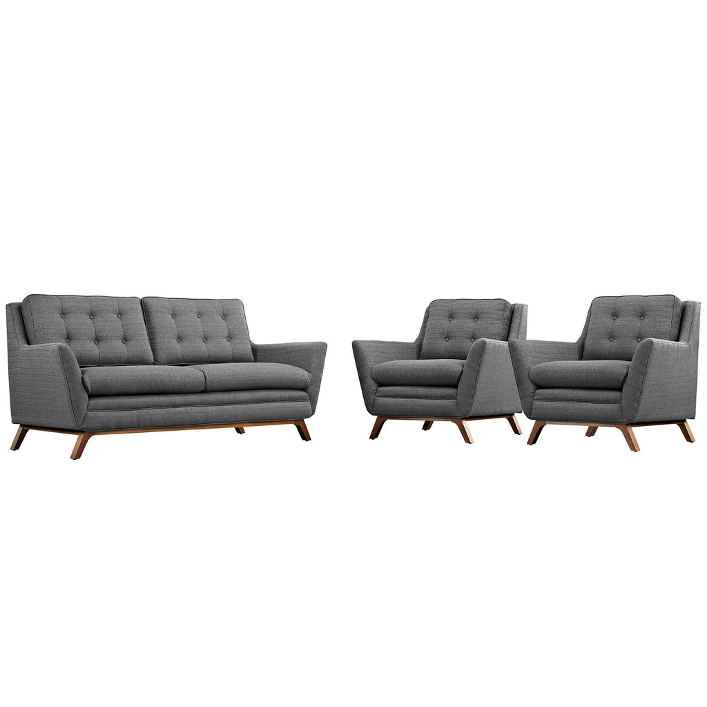 Beguile 3 Piece Upholstered Fabric Living Room Set in Gray-2