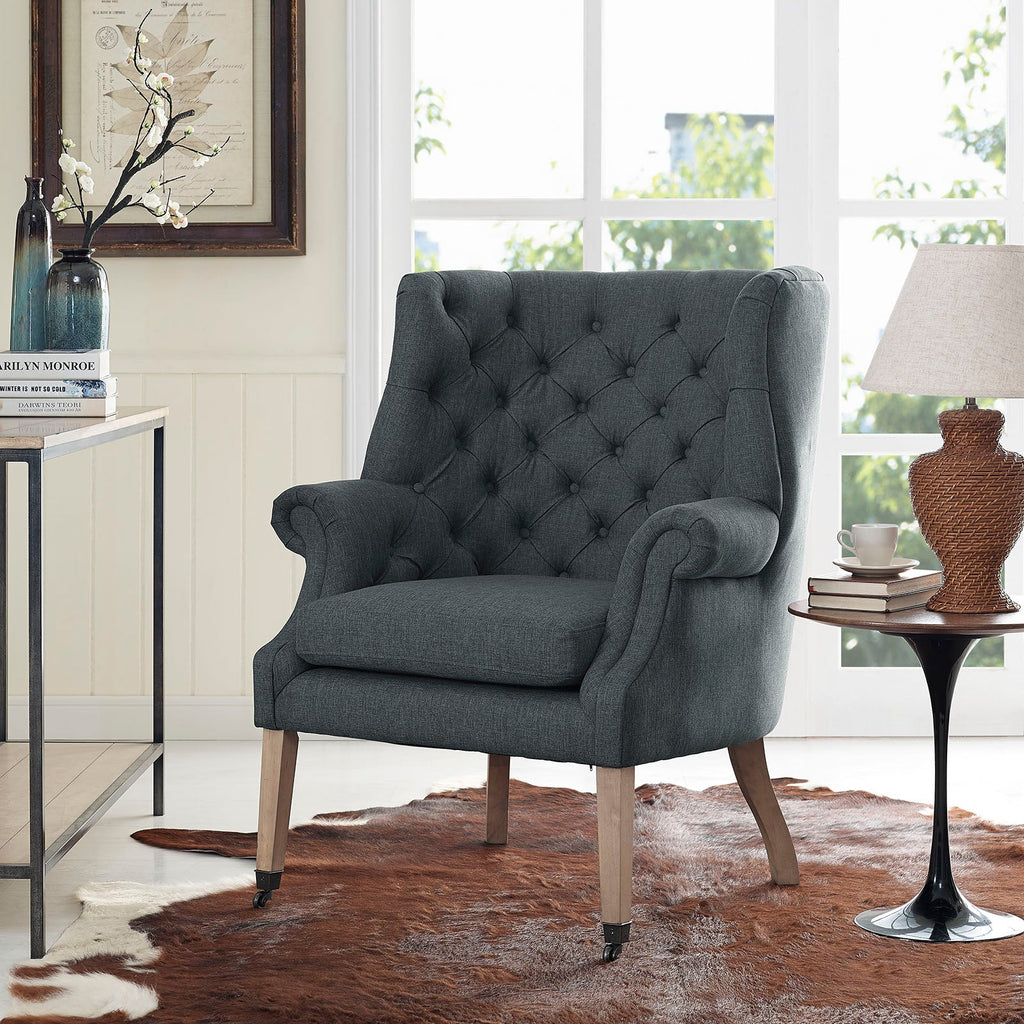 Chart Upholstered Fabric Lounge Chair in Gray
