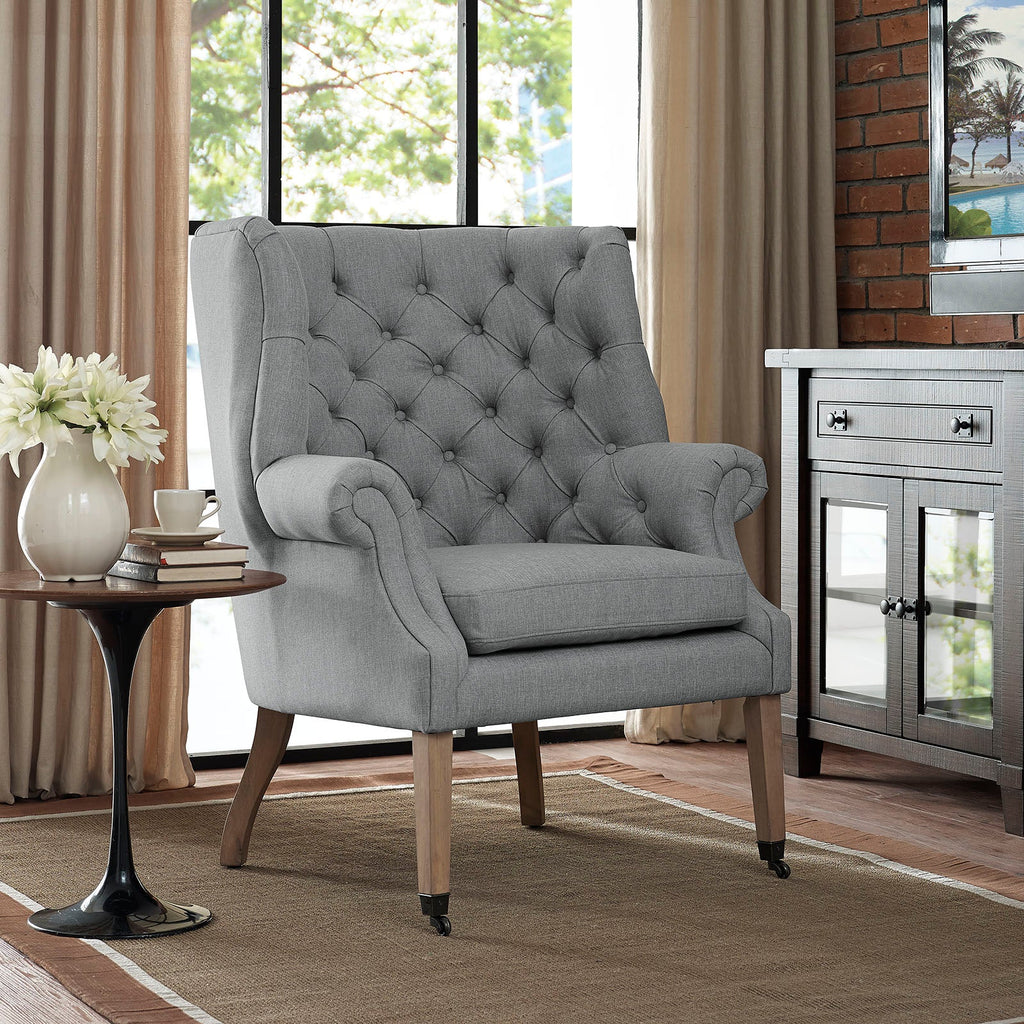 Chart Upholstered Fabric Lounge Chair in Light Gray