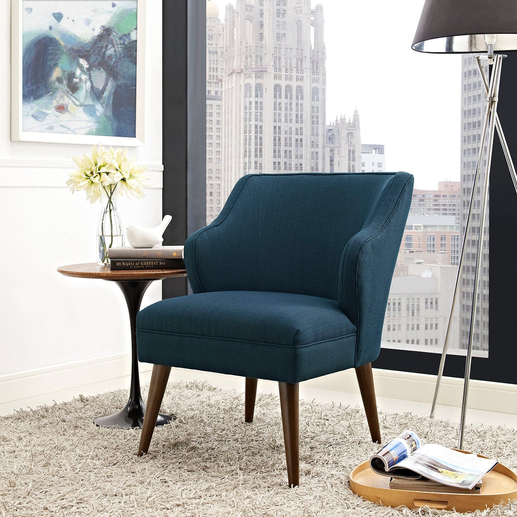 Swell Upholstered Fabric Armchair in Azure