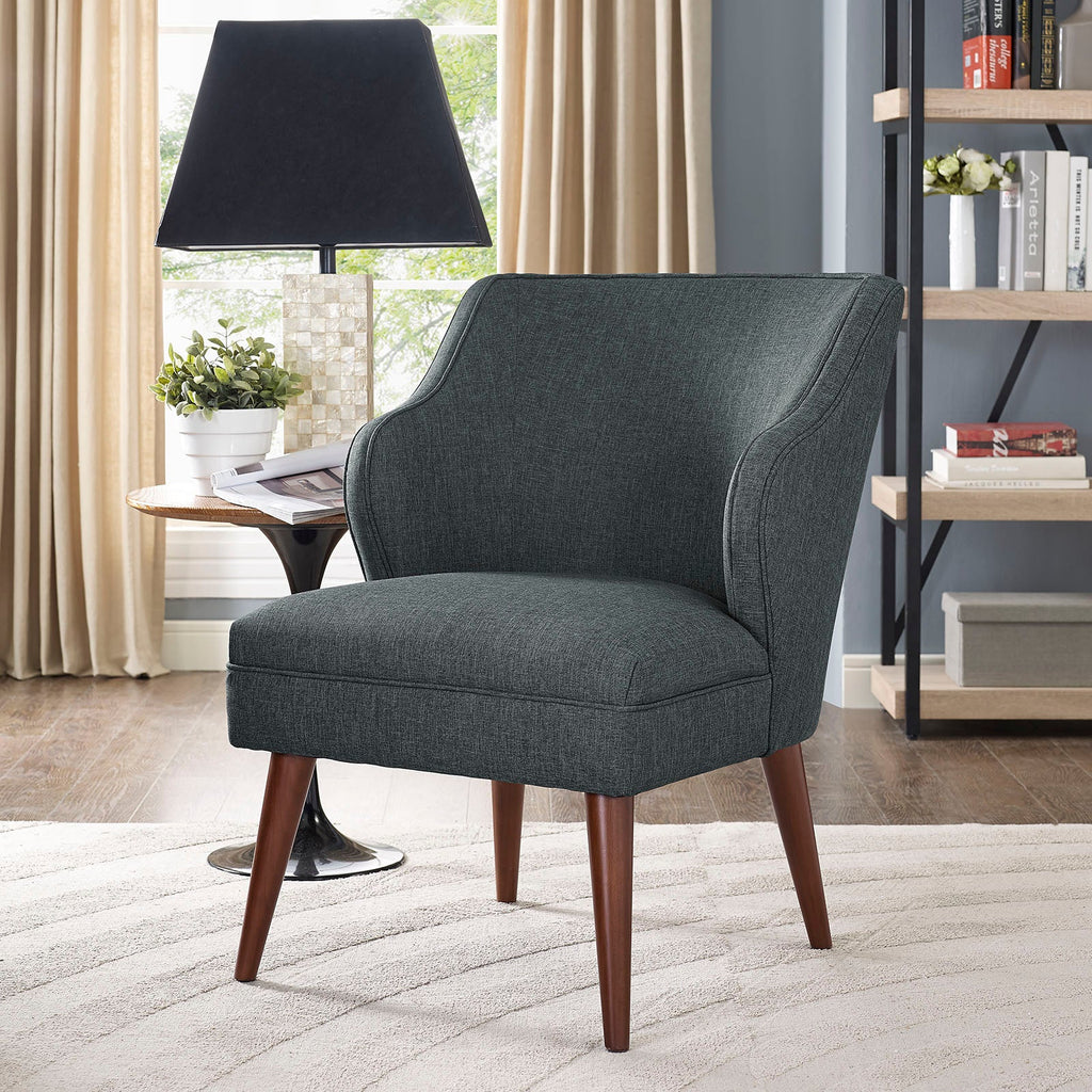 Swell Upholstered Fabric Armchair in Gray