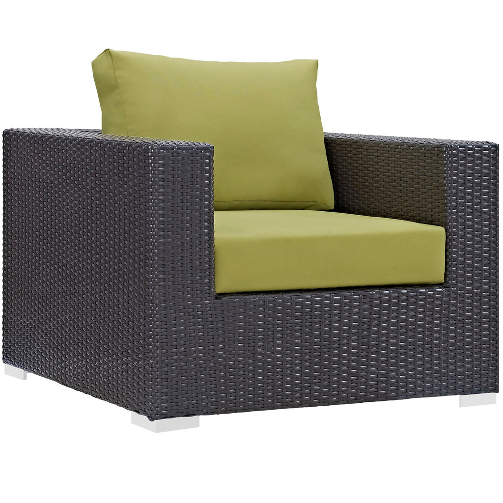 Convene 5 Piece Outdoor Patio Sofa Set in Espresso Peridot