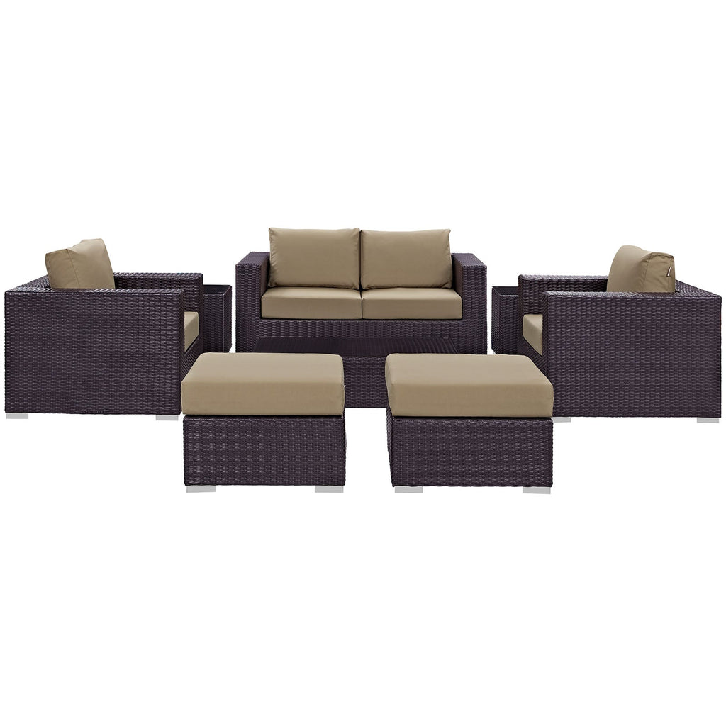 Convene 8 Piece Outdoor Patio Sofa Set in Espresso Mocha