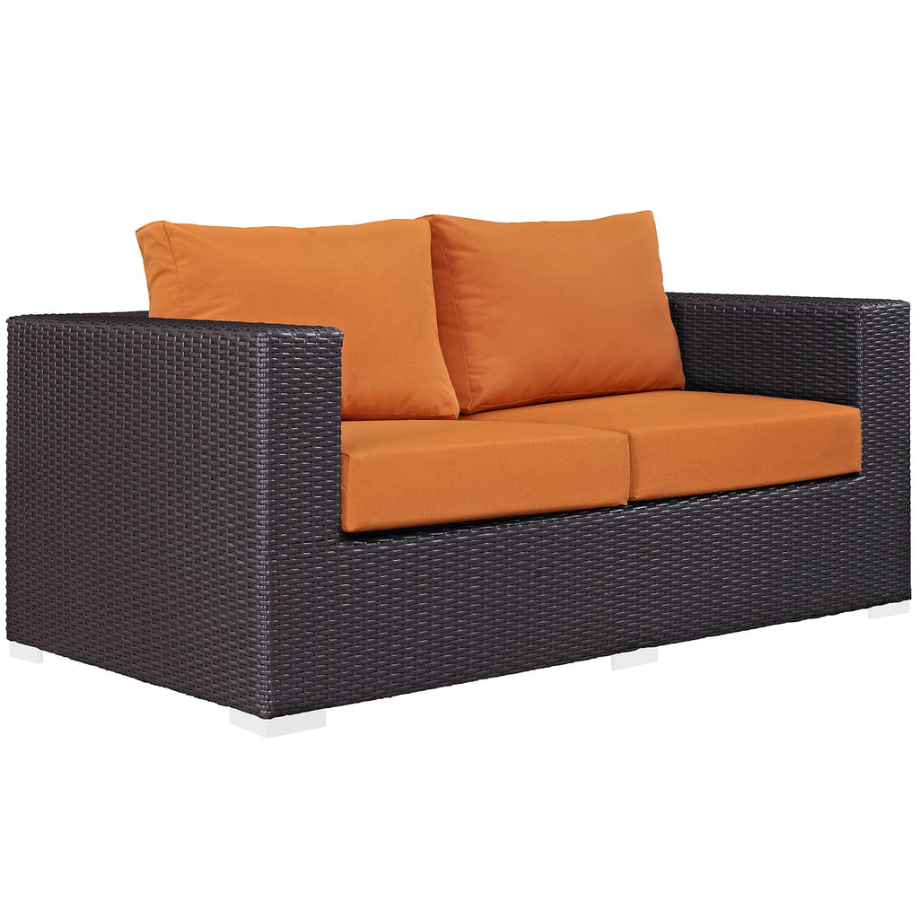 Convene 8 Piece Outdoor Patio Sofa Set in Espresso Orange