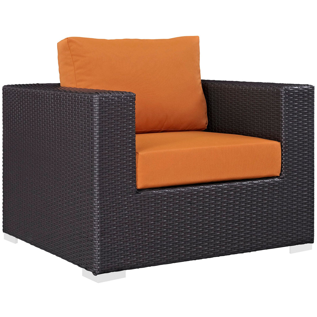 Convene 8 Piece Outdoor Patio Sofa Set in Espresso Orange