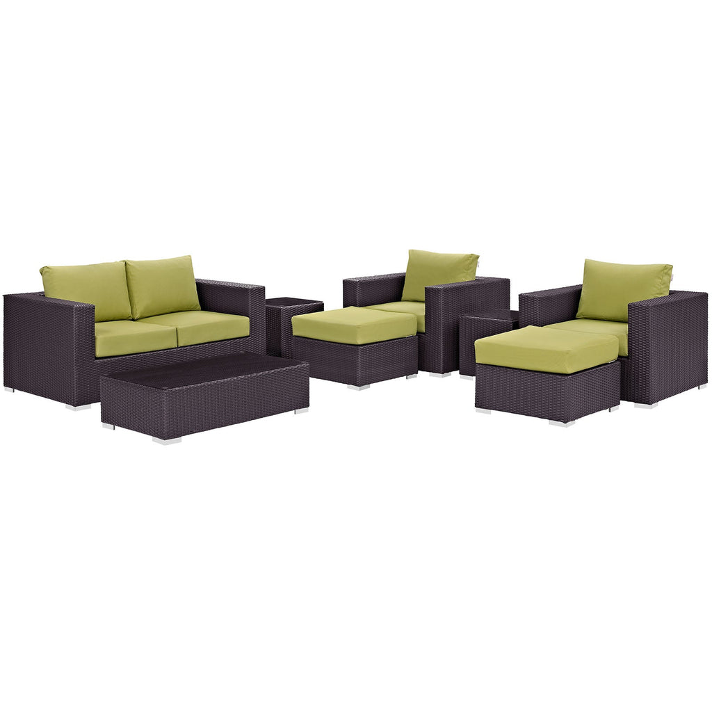 Convene 8 Piece Outdoor Patio Sofa Set in Espresso Peridot