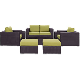 Convene 8 Piece Outdoor Patio Sofa Set in Espresso Peridot