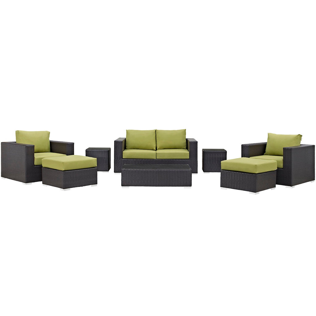 Convene 8 Piece Outdoor Patio Sofa Set in Espresso Peridot