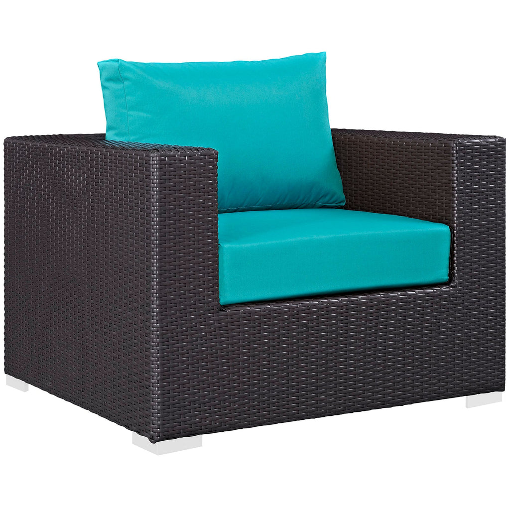 Convene 8 Piece Outdoor Patio Sofa Set in Espresso Turquoise