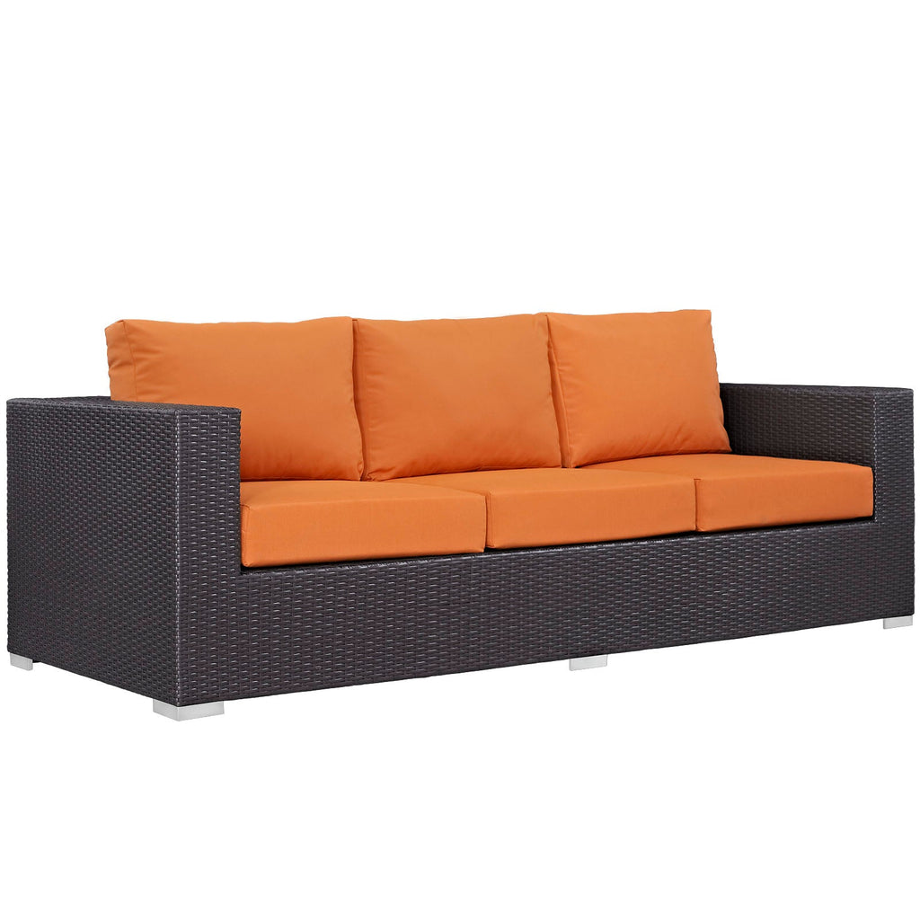 Convene 9 Piece Outdoor Patio Sofa Set in Espresso Orange-2