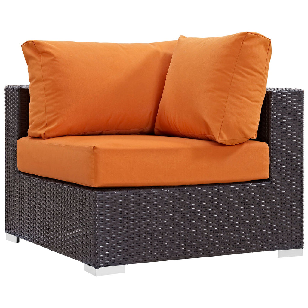 Convene 7 Piece Outdoor Patio Sectional Set in Espresso Orange-4