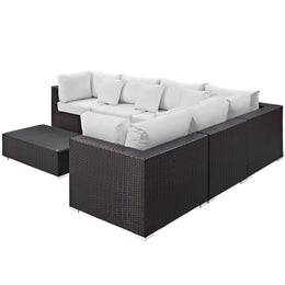 Convene 7 Piece Outdoor Patio Sectional Set in Espresso White-5