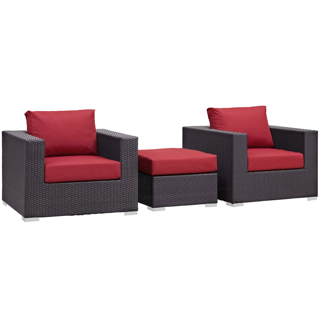 Convene 3 Piece Outdoor Patio Sofa Set in Espresso Red-4