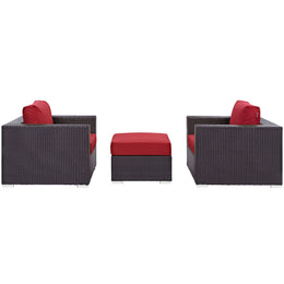 Convene 3 Piece Outdoor Patio Sofa Set in Espresso Red-4