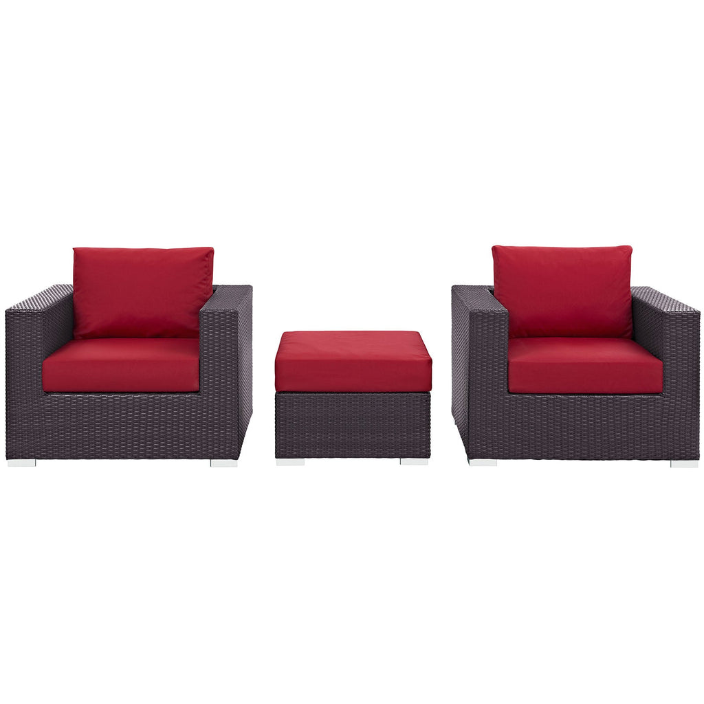 Convene 3 Piece Outdoor Patio Sofa Set in Espresso Red-4