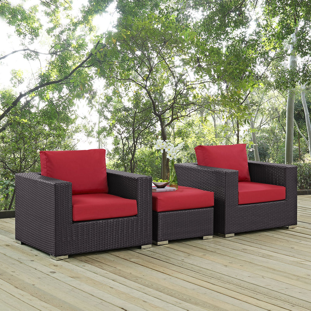 Convene 3 Piece Outdoor Patio Sofa Set in Espresso Red-4