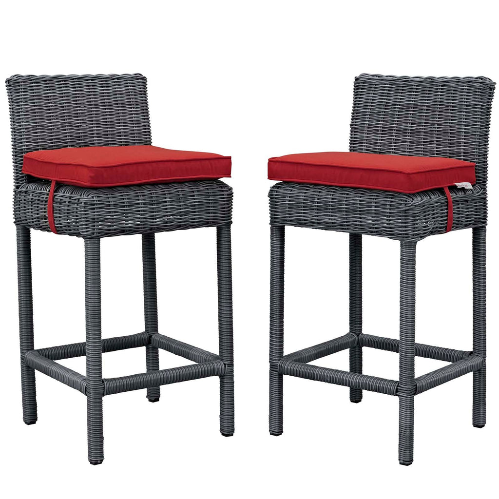 Summon 2 Piece Outdoor Patio Sunbrella Pub Set in Canvas Red