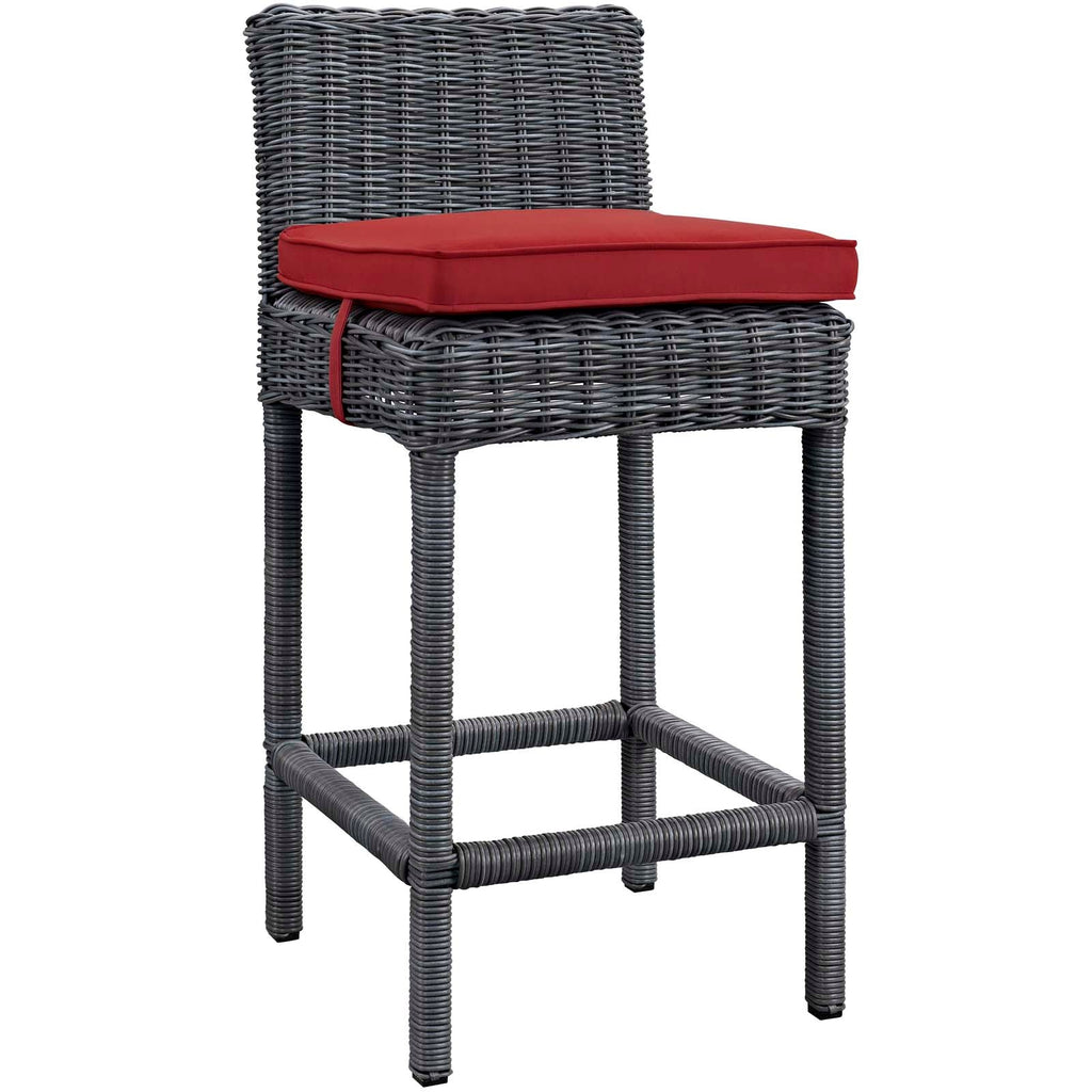 Summon Bar Stool Outdoor Patio Sunbrella Set of 4 in Canvas Red