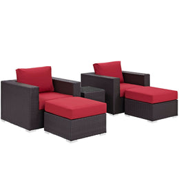 Convene 5 Piece Outdoor Patio Sectional Set in Espresso Red-3