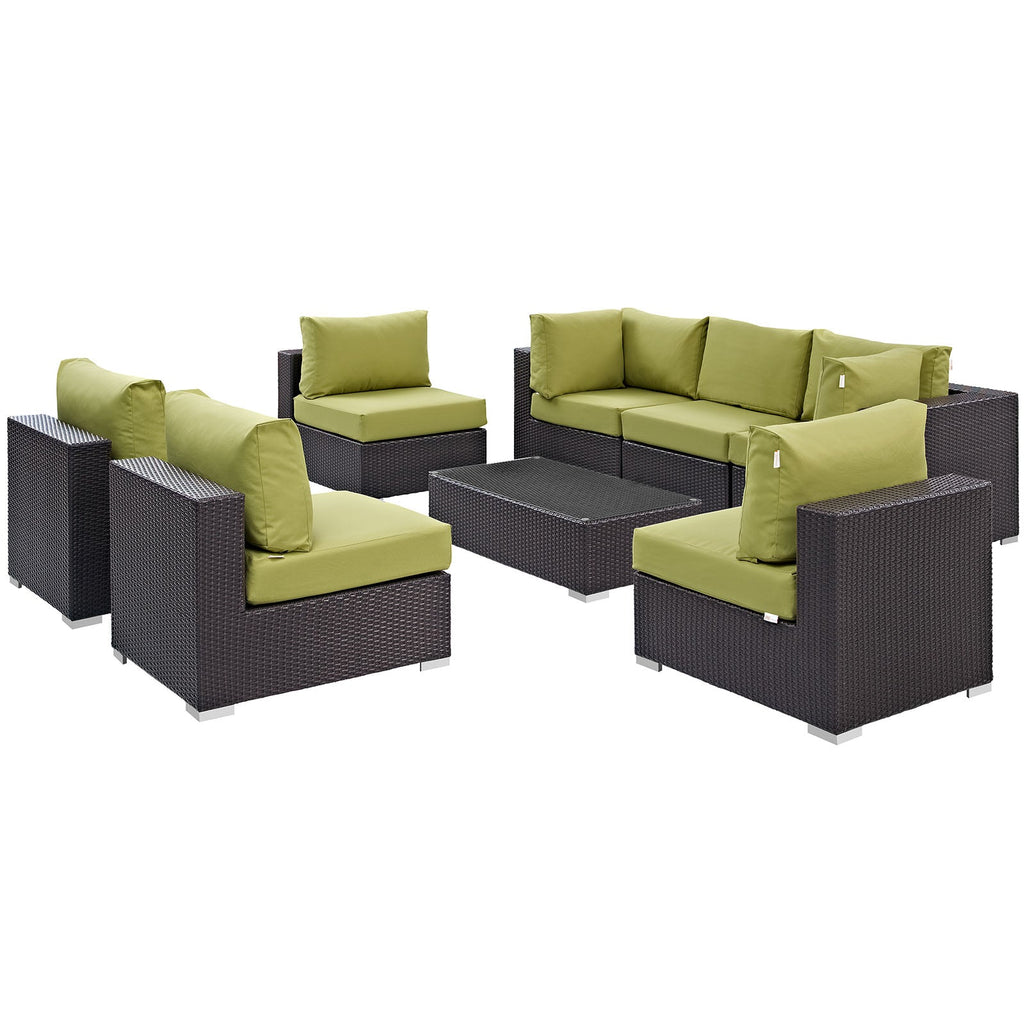 Convene 8 Piece Outdoor Patio Sectional Set in Espresso Peridot-3