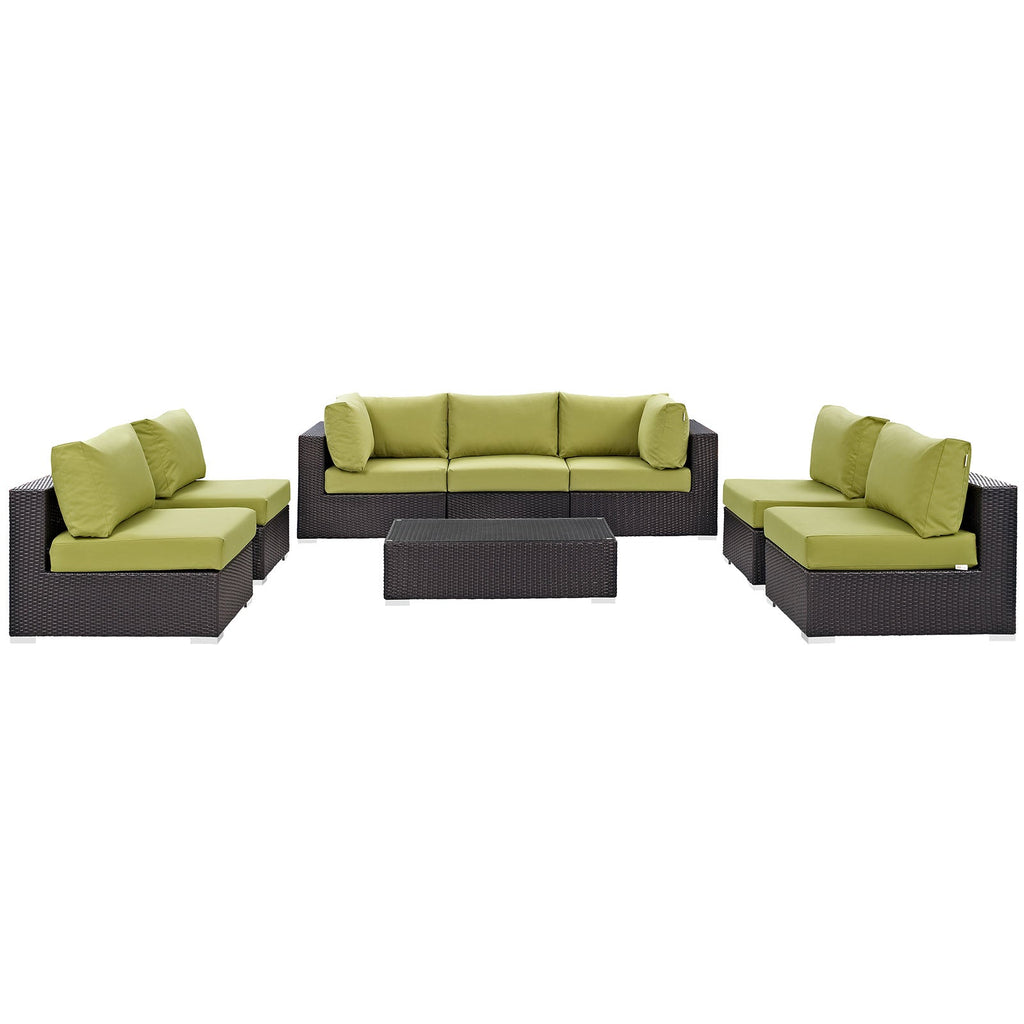 Convene 8 Piece Outdoor Patio Sectional Set in Espresso Peridot-3