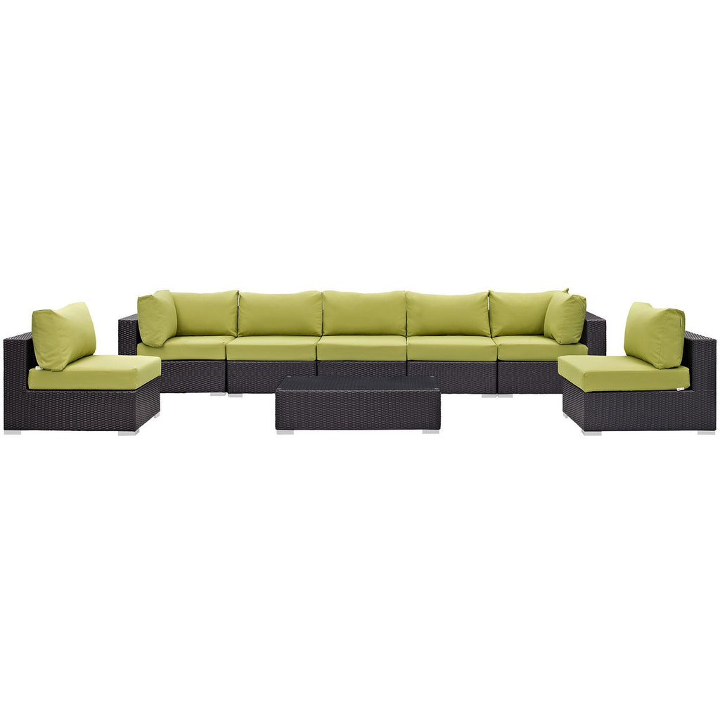 Convene 8 Piece Outdoor Patio Sectional Set in Espresso Peridot-3