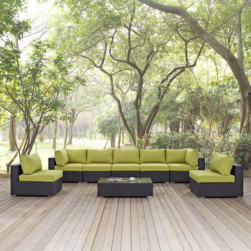 Convene 8 Piece Outdoor Patio Sectional Set in Espresso Peridot-3