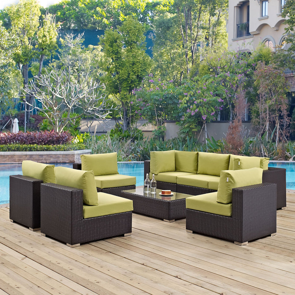 Convene 8 Piece Outdoor Patio Sectional Set in Espresso Peridot-3