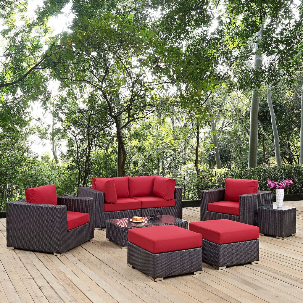 Convene 8 Piece Outdoor Patio Sectional Set in Espresso Red-3