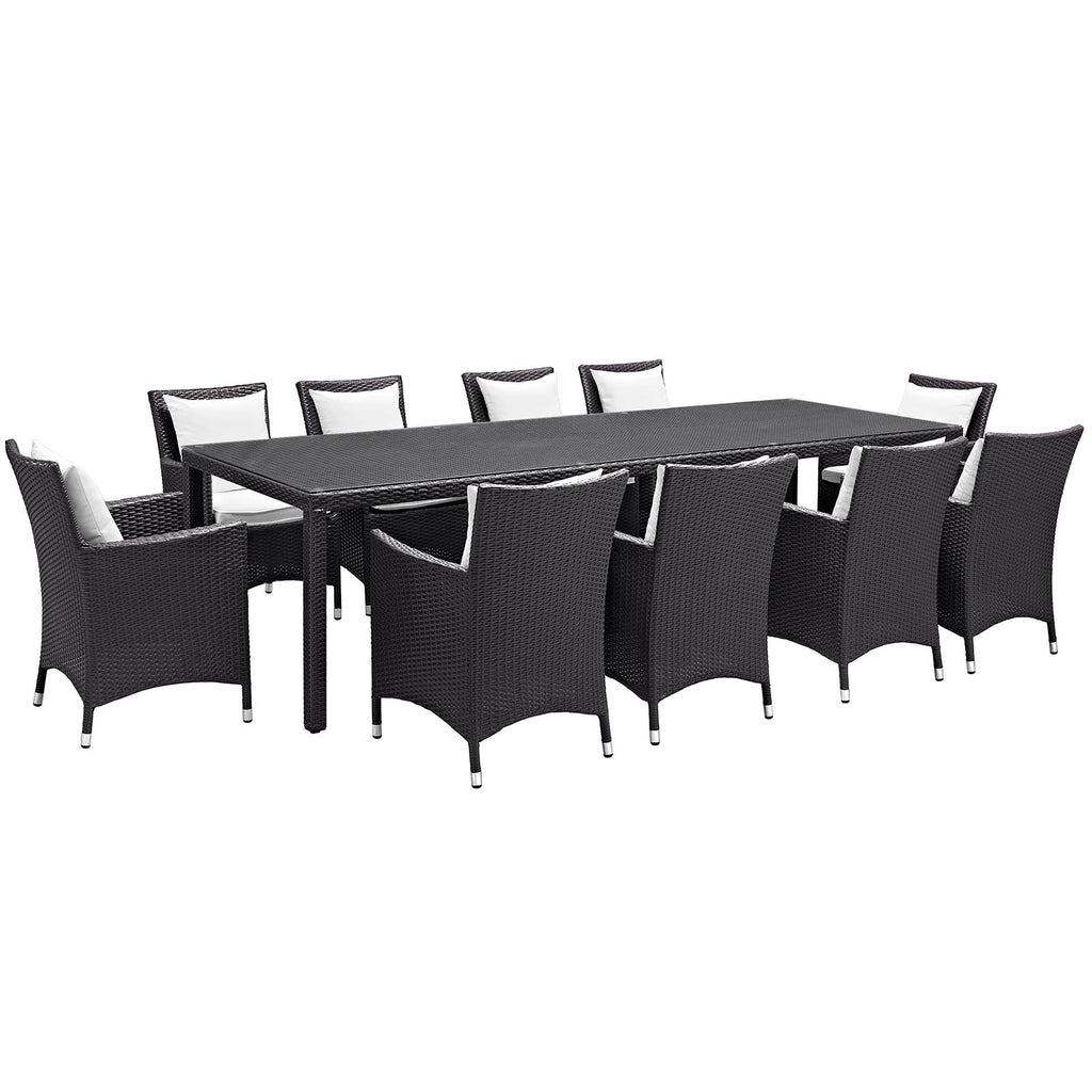 Convene 11 Piece Outdoor Patio Dining Set in Espresso White-2