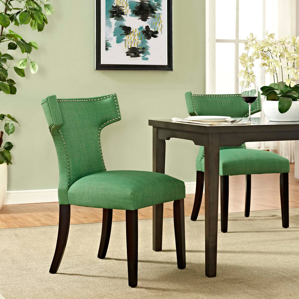 Curve Fabric Dining Chair in Kelly Green