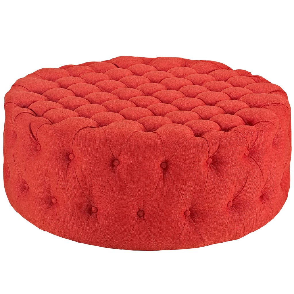 Amour Upholstered Fabric Ottoman in Atomic Red