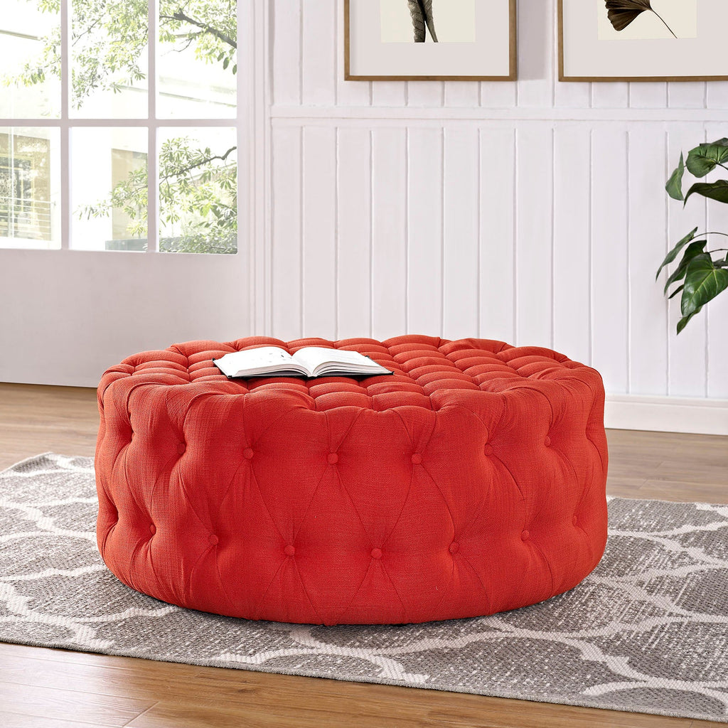 Amour Upholstered Fabric Ottoman in Atomic Red