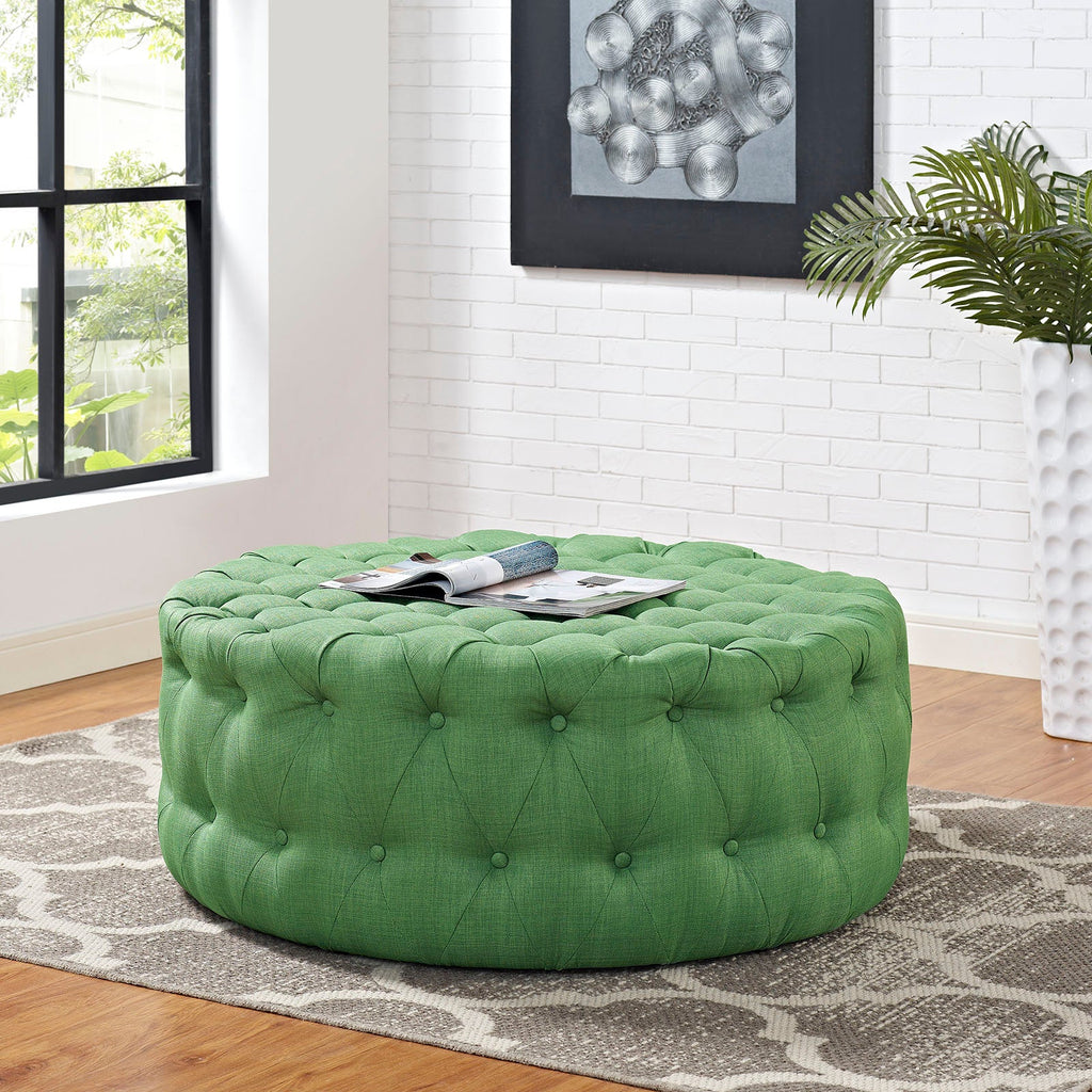 Amour Upholstered Fabric Ottoman in Kelly Green