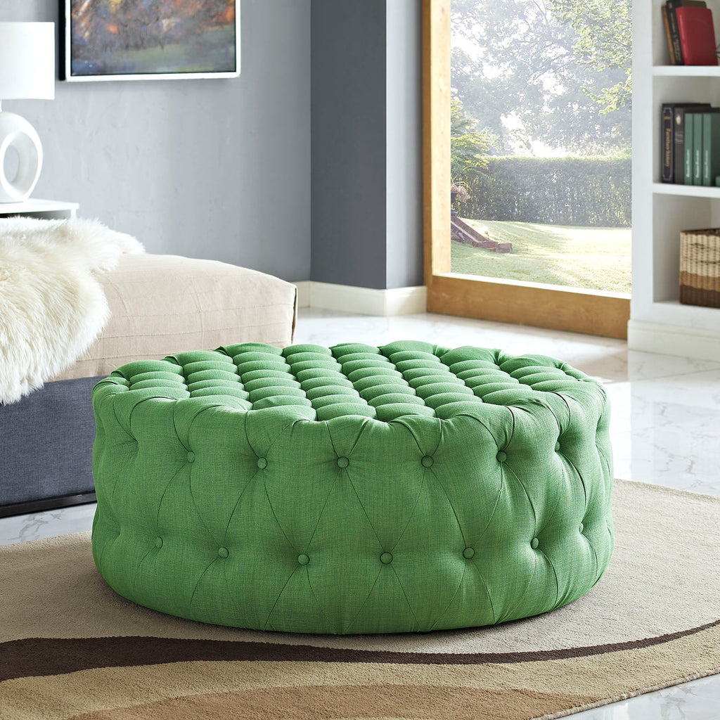 Amour Upholstered Fabric Ottoman in Kelly Green