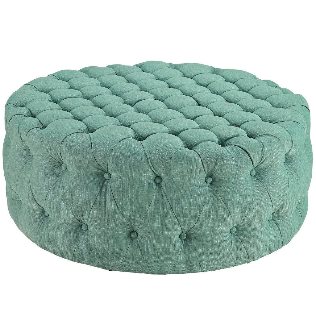 Amour Upholstered Fabric Ottoman in Laguna