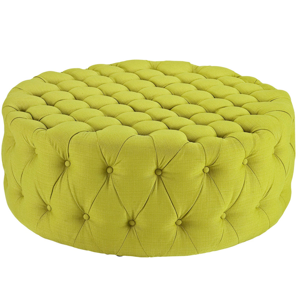 Amour Upholstered Fabric Ottoman in Wheatgrass