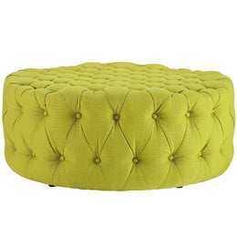 Amour Upholstered Fabric Ottoman in Wheatgrass