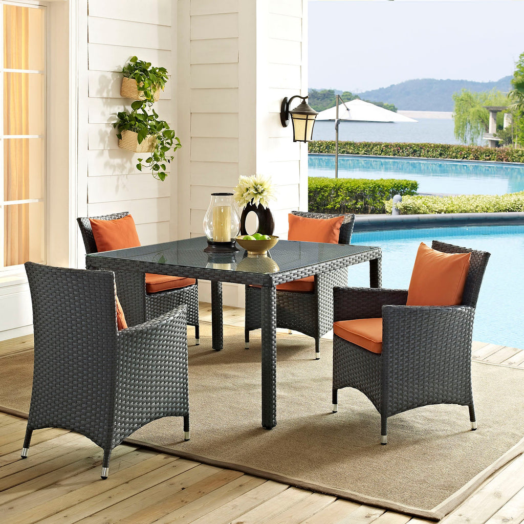 Sojourn 4 Piece Outdoor Patio Sunbrella Dining Set in Canvas Tuscan