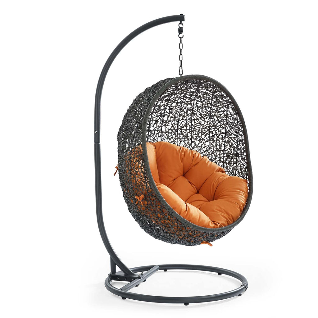 Hide Outdoor Patio Swing Chair With Stand in Gray Orange