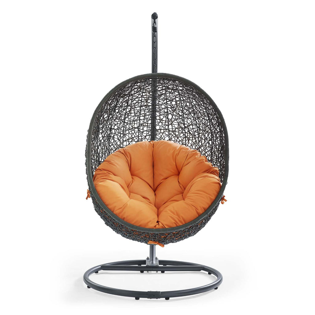 Hide Outdoor Patio Swing Chair With Stand in Gray Orange