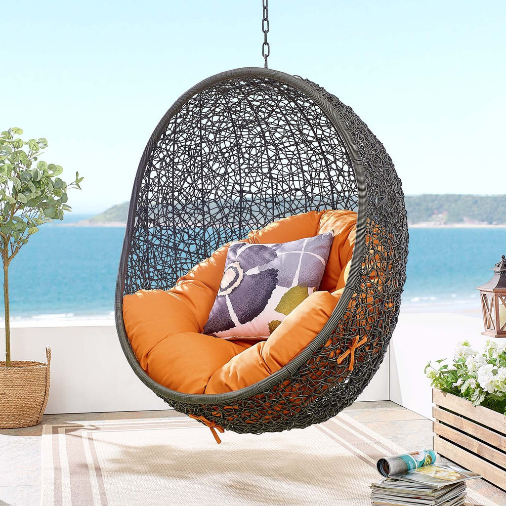 Hide Outdoor Patio Swing Chair With Stand in Gray Orange