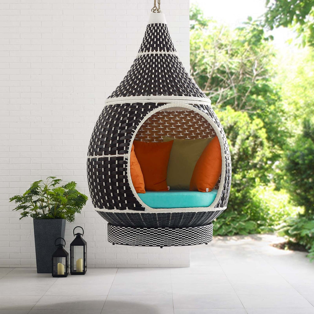 Palace Outdoor Patio Wicker Rattan Hanging Pod