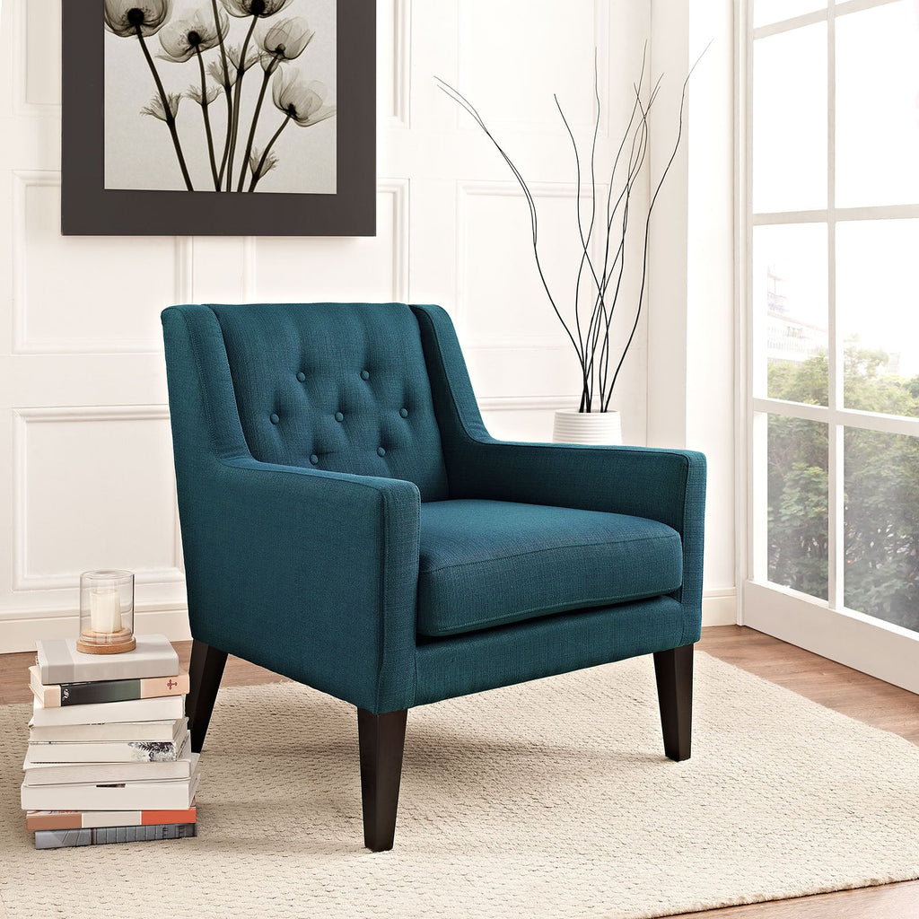 Earnest Upholstered Fabric Armchair in Azure