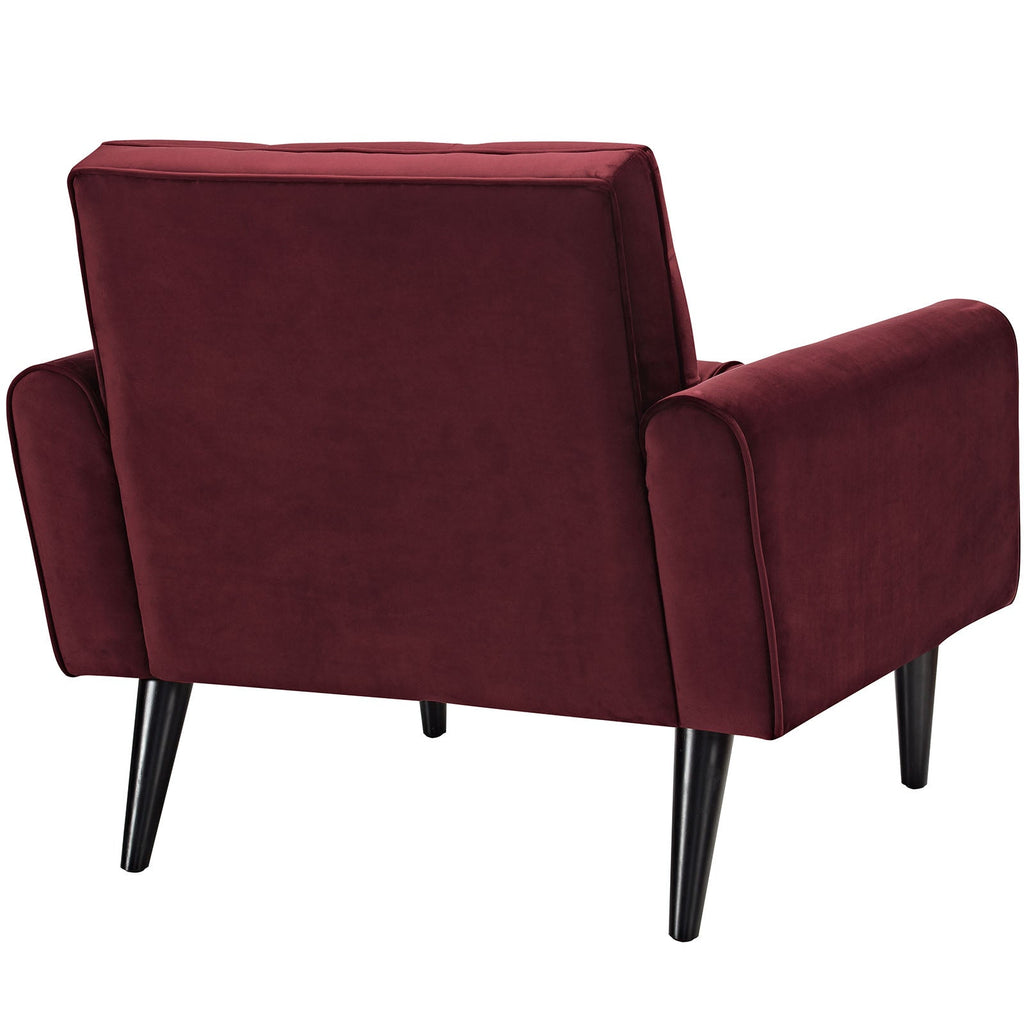 Delve Performance Velvet Armchair in Maroon