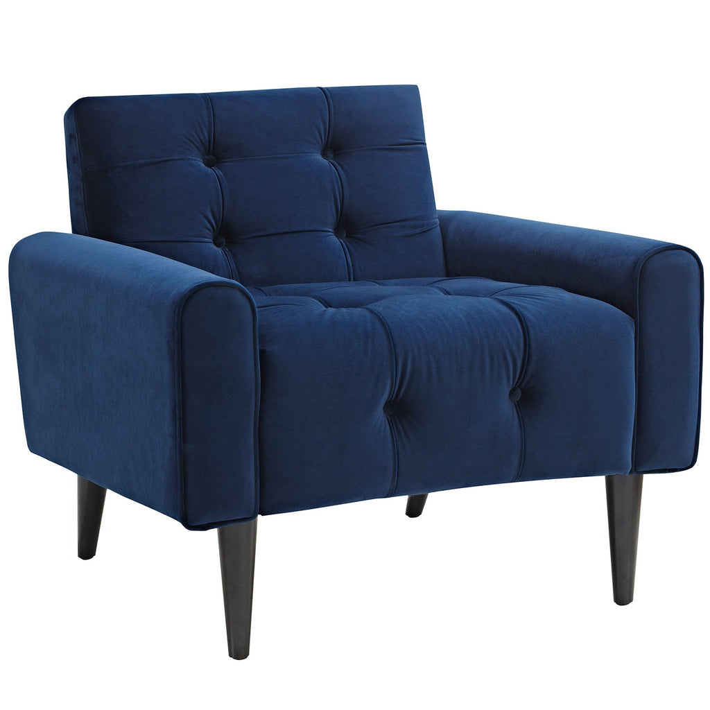 Delve Performance Velvet Armchair in Navy