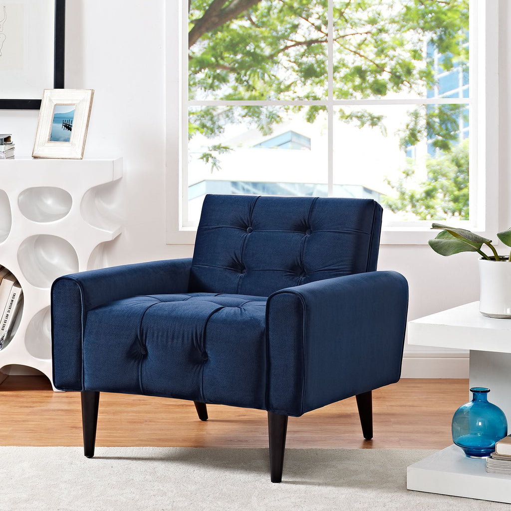 Delve Performance Velvet Armchair in Navy