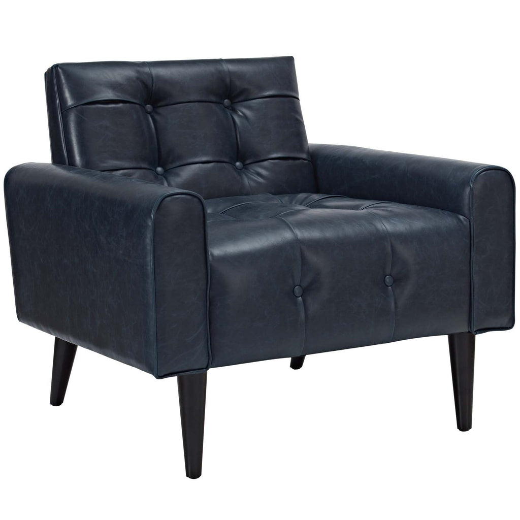 Delve Upholstered Vinyl Accent Chair in Blue