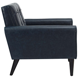 Delve Upholstered Vinyl Accent Chair in Blue