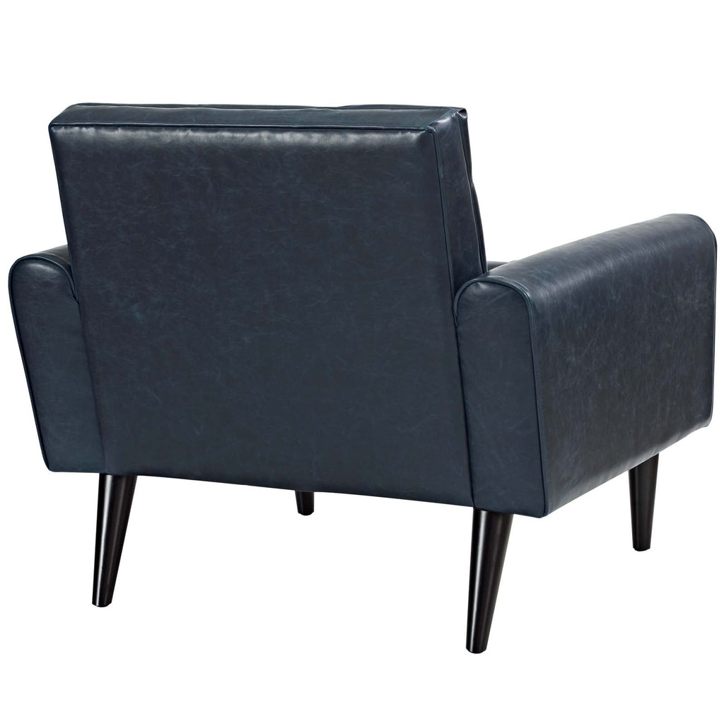 Delve Upholstered Vinyl Accent Chair in Blue